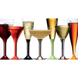 Flûte Plastique Cocktail Pied Jaune 185ml 2P (20 Utés)