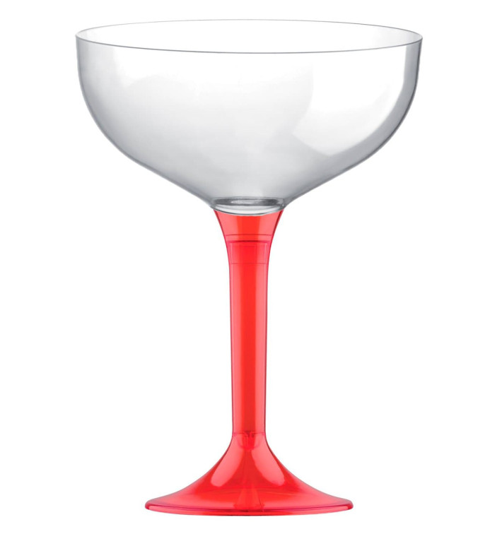 Flûte Champagne Plastique Pied Rouge 200ml 2P (20 Unités) Flûte Champagne Plastique Pied Rouge 200ml 2P (20 Unités)