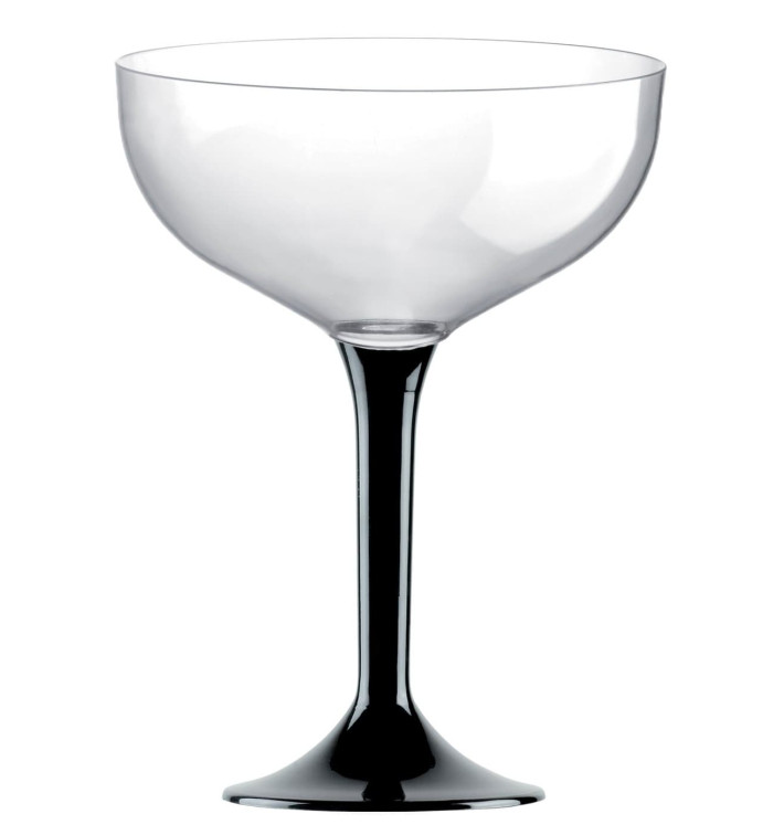 Flûte Champagne Plastique Pied Noir 200ml 2P (200 Utés) Flûte Champagne Plastique Pied Noir 200ml 2P (200 Utés)