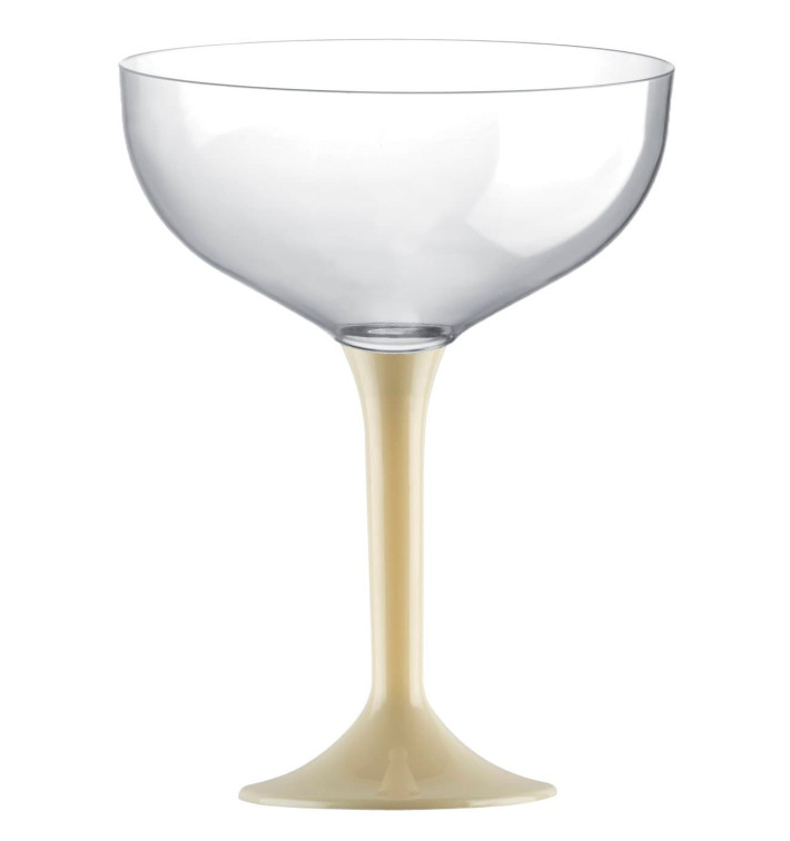 Flûte Champagne Plastique Pied Creme 200ml 2P (200 Utés) Flûte Champagne Plastique Pied Creme 200ml 2P (200 Utés)