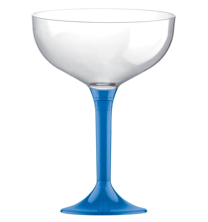Plastic stam fluitglas blauw transparant 200ml 2P (200 stuks) Plastic stam fluitglas blauw transparant 200ml 2P (200 stuks)