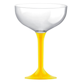 Verre à Vin Réutilisable PS Pied Jaune 300ml 2P (20 Utés)