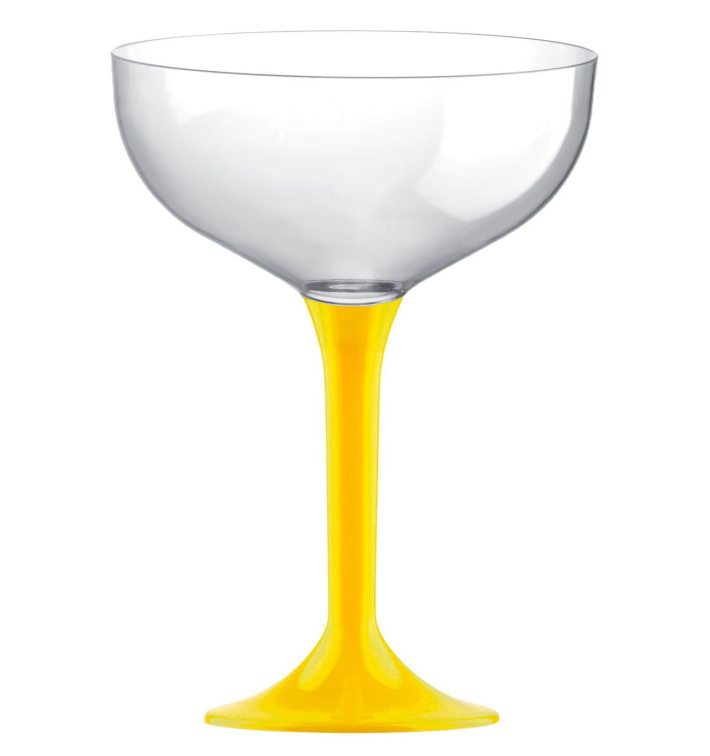 Flûte Champagne Plastique Pied Jaune 200ml 2P (200 Utés) Flûte Champagne Plastique Pied Jaune 200ml 2P (200 Utés)
