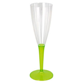 Plastic stam fluitglas Mousserende Wijn groen 100ml (36 stuks)