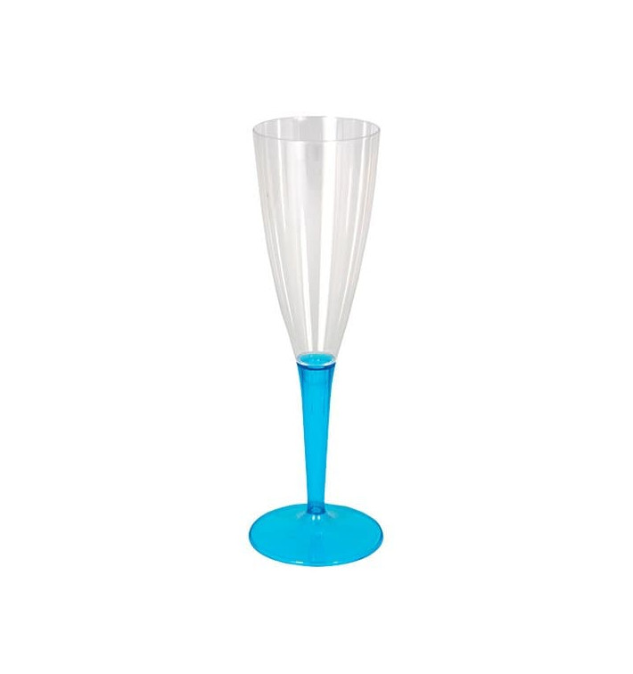 Plastic stam fluitglas Mousserende Wijn turkoois 100ml (36 stuks) Plastic stam fluitglas Mousserende Wijn turkoois 100ml (36 stuks)