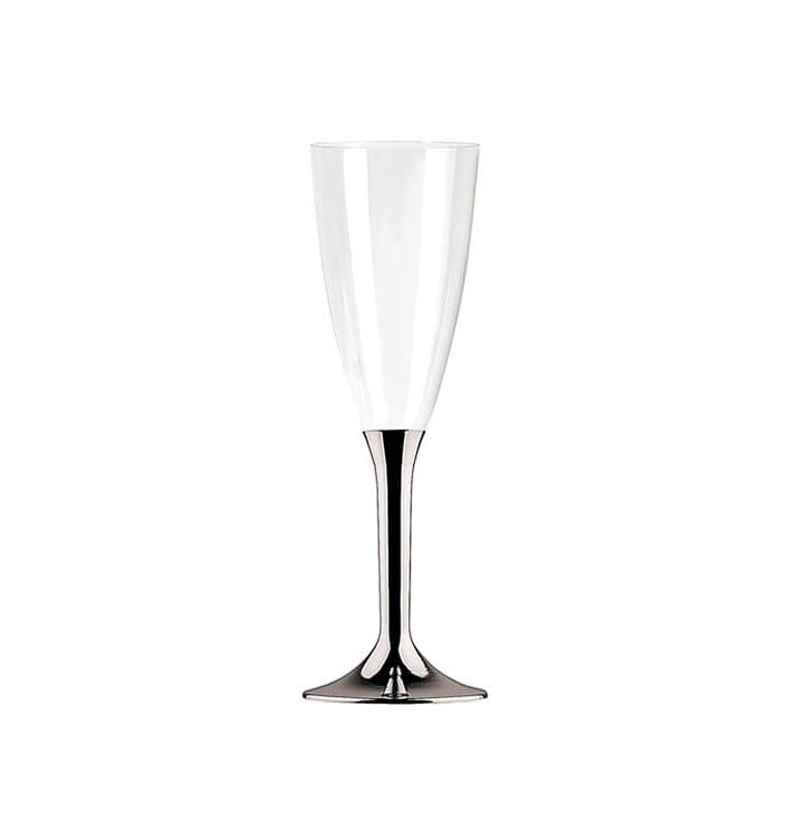 Flûte à Champagne Pied Argenté 100ml (10 Unités) Flûte à Champagne Pied Argenté 100ml (10 Unités)