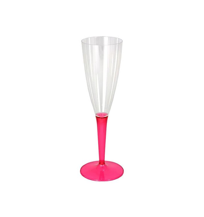 Plastic stam fluitglas Mousserende Wijn framboos 100ml (72 stuks) Plastic stam fluitglas Mousserende Wijn framboos 100ml (72 stuks)