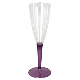 Plastic stam fluitglas Mousserende Wijn aubergine kleur 100ml (36 stuks)