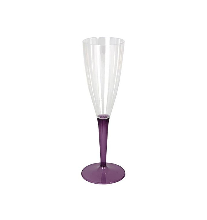 Plastic stam fluitglas Mousserende Wijn aubergine kleur 100ml (6 stuks) Plastic stam fluitglas Mousserende Wijn aubergine kleur 100ml (6 stuks)