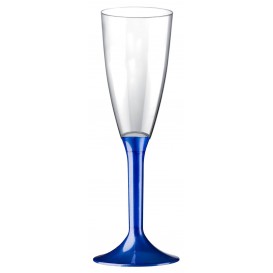 Plastic stam fluitglas Mousserende Wijn blauw parel 120ml 2P (200 stuks)