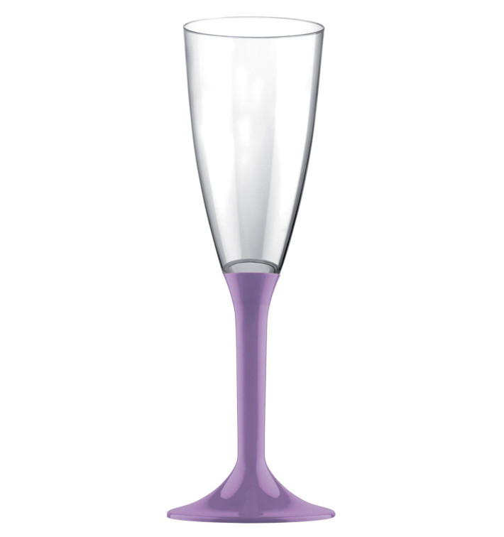 Flûte Champagne Plastique Pied Lilas 120ml 2P (200 Utés)