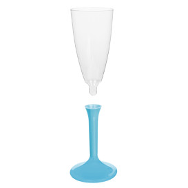 Plastic stam fluitglas Mousserende Wijn turkoois 120ml 2P (20 stuks)