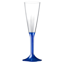 Plastic stam fluitglas Mousserende Wijn blauw parel 160ml 2P (20 stuks)