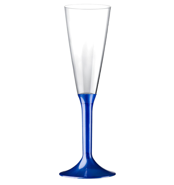 Plastic stam fluitglas Mousserende Wijn blauw parel 160ml 2P (20 stuks) Plastic stam fluitglas Mousserende Wijn blauw parel 160ml 2P (20 stuks)