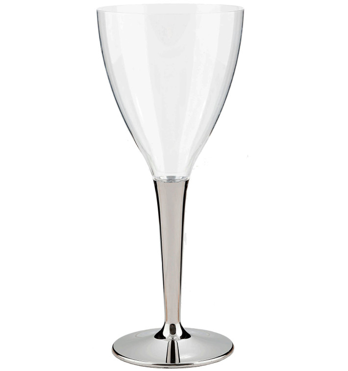 Coupe Plastique Vin Pied Argenté 130ml (100 Utés) Coupe Plastique Vin Pied Argenté 130ml (100 Utés)