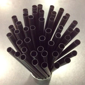 Plastic recht PS rietje voor Frappé zwart Ø0,8cm 25cm (10000 stuks)