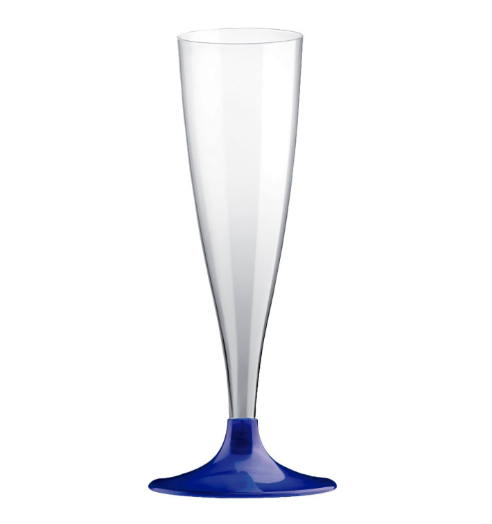 Flûte Champagne Plastique Pied Bleu Perlé 140ml 2P (400 Utés) Flûte Champagne Plastique Pied Bleu Perlé 140ml 2P (400 Utés)