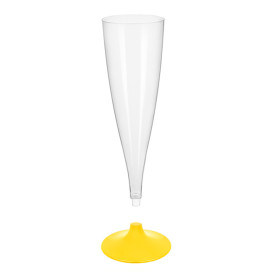 Plastic stam fluitglas Mousserende Wijn geel 140ml 2P (20 stuks)