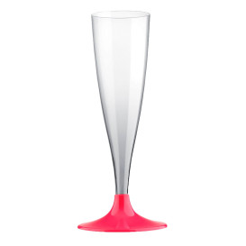 Plastic stam fluitglas Mousserende Wijn fuchsia 140ml 2P (400 stuks)