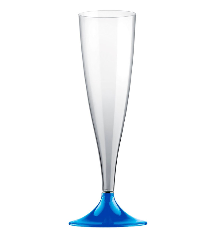 Flûte Champagne Plastique Pied Bleu Mediterranée 140ml (200 Unités) Flûte Champagne Plastique Pied Bleu Mediterranée 140ml (200 Unités)