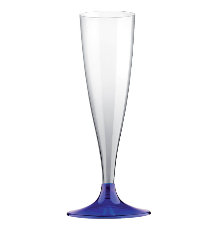Flûte Champagne Plastique Pied Bleu 140ml 2P (20 Utés) Flûte Champagne Plastique Pied Bleu 140ml 2P (20 Utés)