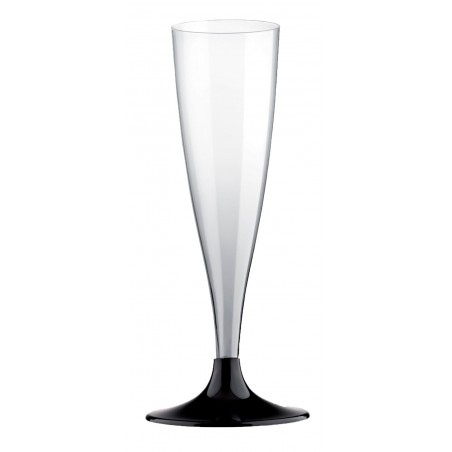 Plastic stam fluitglas Mousserende Wijn zwart 140ml 2P (120 stuks)