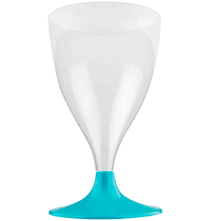 Flûte Plastique Vin Pied Turquoise 200ml 2P (20 Utés) Flûte Plastique Vin Pied Turquoise 200ml 2P (20 Utés)