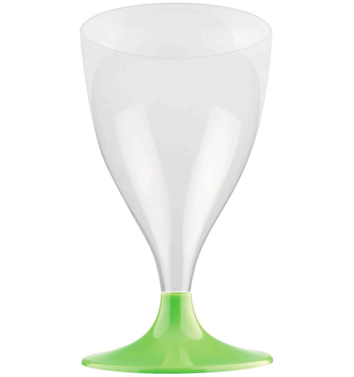 Flûte Plastique Vin Pied Vert citron 200ml 2P (20 Utés)