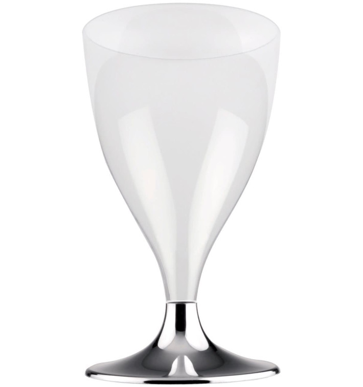 Flûte Plastique Vin Pied Nickel Chrome 200ml 2P (20 Utés) Flûte Plastique Vin Pied Nickel Chrome 200ml 2P (20 Utés)