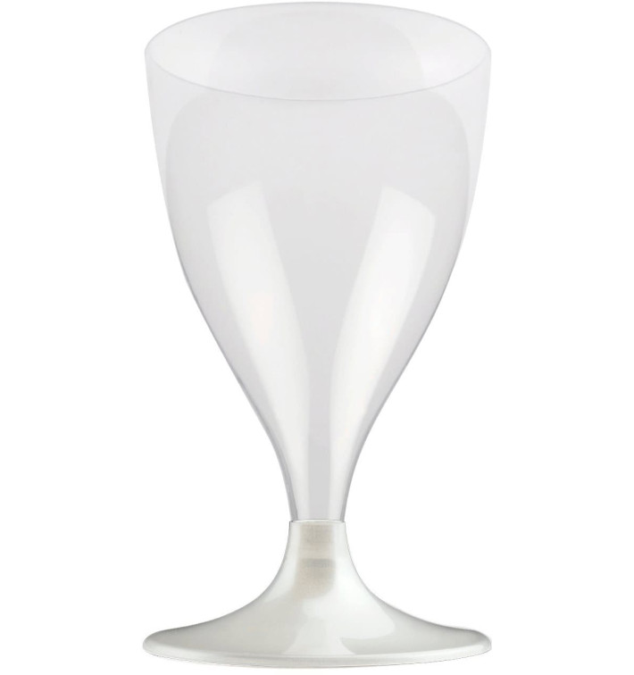 Flûte Plastique Vin Pied Blanc Perlé 200ml 2P (20 Utés) Flûte Plastique Vin Pied Blanc Perlé 200ml 2P (20 Utés)