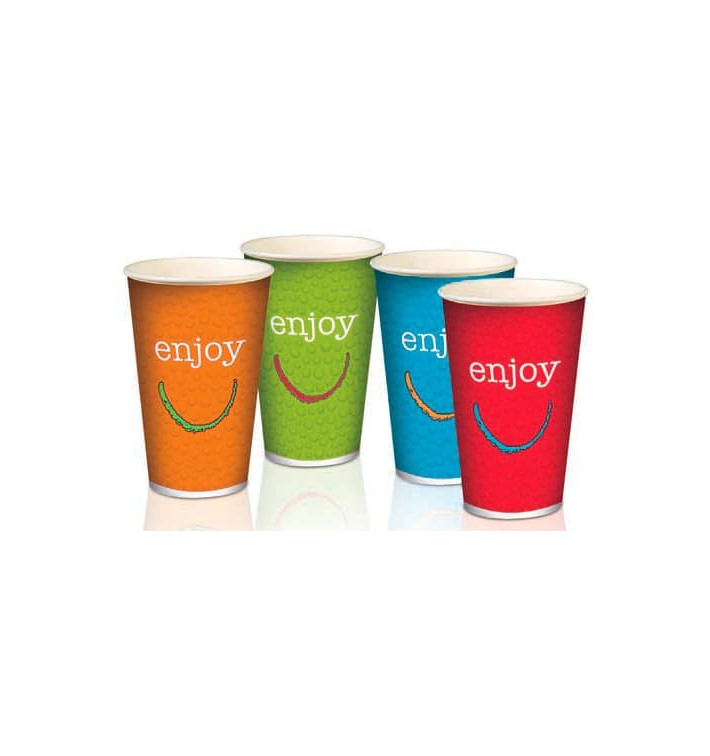 Papieren beker "Enjoen" 16 Oz/500 ml Ø9,0cm (1000 stuks)