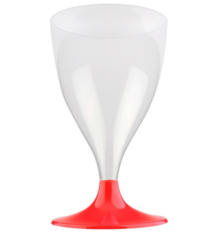 Flûte Plastique Vin Pied Rouge Transp. 200ml 2P (20 Utés) Flûte Plastique Vin Pied Rouge Transp. 200ml 2P (20 Utés)