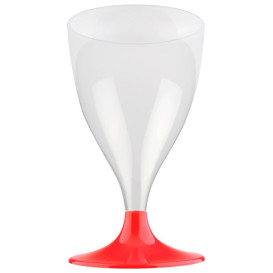 Flûte Plastique Vin Pied Rouge Transp. 200ml 2P (400 Utés)