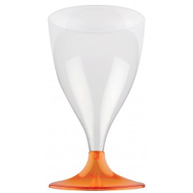 Flûte Plastique Vin Pied Orange Transp. 200ml 2P (20 Utés)