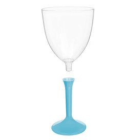 Plastic stamglas wijn turkoois verwijderbare stam 300ml (20 stuks)