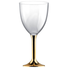 Flûte en Plastique Vin Pied Or Chrome 300ml (20 Unités)