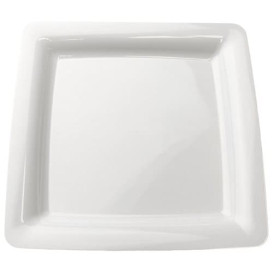 Assiette carrée Plastique dur Blanc 18x18 cm (200 Utés)