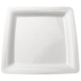 Assiette carrée Plastique dur blanc 22,5x22,5cm (20 Utés)
