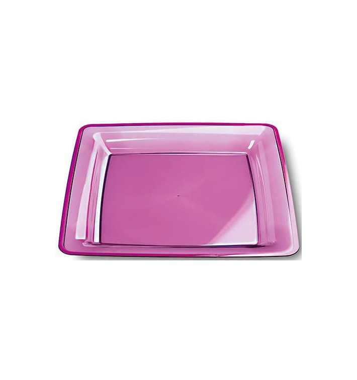 Plastic bord Vierkant extra sterk aubergine kleur 22,5x22,5cm (72 stuks)