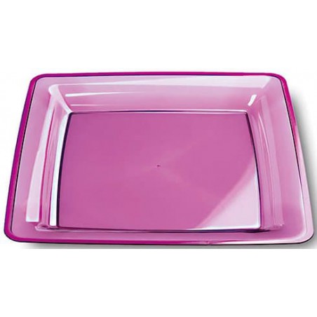Plastic bord Vierkant extra sterk aubergine kleur 22,5x22,5cm (72 stuks)