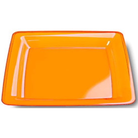 Plastic bord Vierkant extra sterk oranje 22,5x22,5cm (6 stuks) 