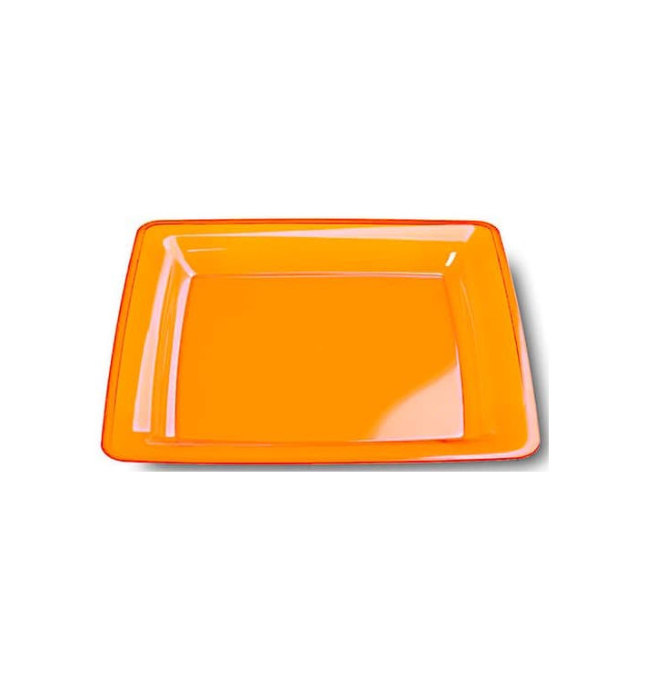 Assiette Carrée Extra Dur Orange 22,5x22,5cm (72 Utés)