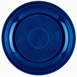 Assiette Plastique Réutilisable Plate Bleu PP Ø220mm (50 Utés)
