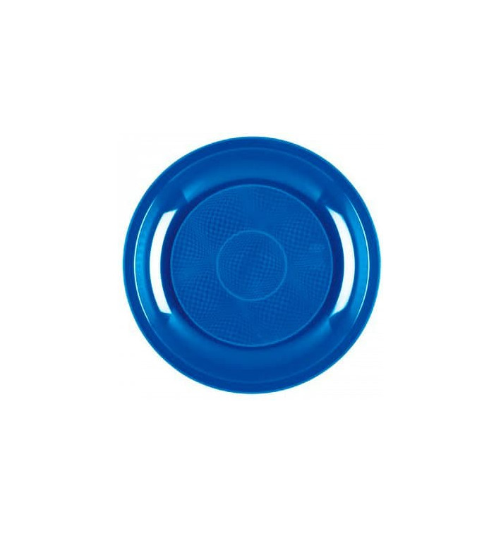 Plastic bord Plat mediterranean blauw "Rond vormig" PP Ø22 cm (600 stuks) Plastic bord Plat mediterranean blauw "Rond vormig" PP Ø22 cm (600 stuks)