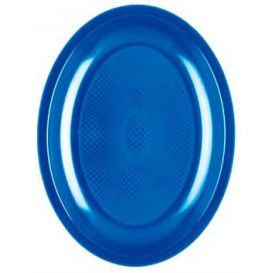 Plateau Ovale Bleu Mediterranée Round PP 255mm (50 Utés)