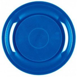 Assiette Plastique Plate Bleu Mediterranée Round PP Ø220mm (50 Utés)