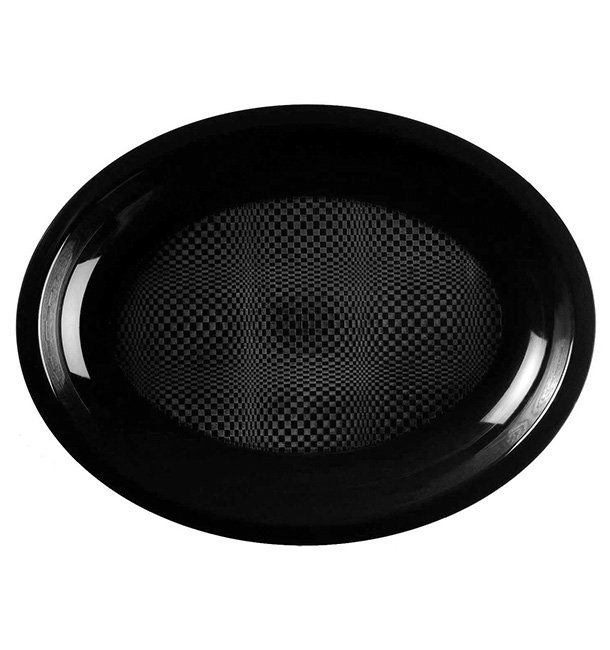 Plastic schotel microgolfbaar Ovaal vormig zwart "Rond vormig" 31,5x22 cm (300 stuks)