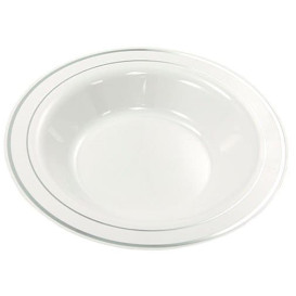 Assiette Plastique Creuse Dur Liseré Argent 23cm (200 Utés)