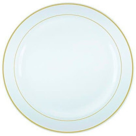 Assiette en Plastique Dur avec Liseré Or 15cm (20 Utés)