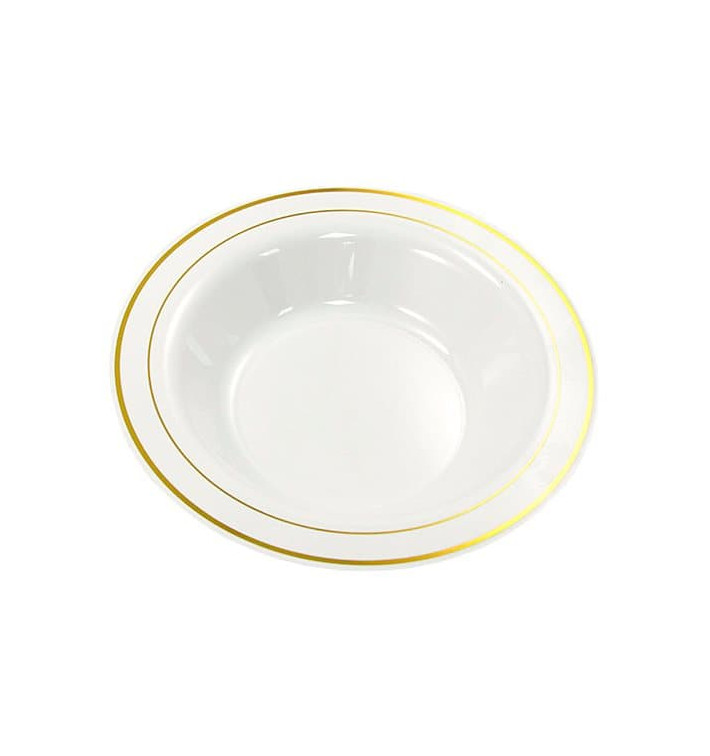 Assiette Plastique Creuse Dur Liseré Doré 23cm (20 Utés) Assiette Plastique Creuse Dur Liseré Doré 23cm (20 Utés)